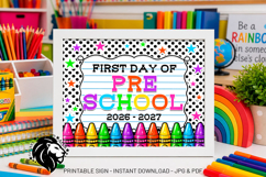 Crayons First day of Preschool School Sign JPG PDF Product Image 2
