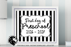 Striped First day of Preschool School Sign JPG PDF Product Image 1
