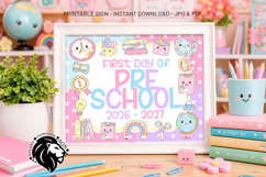 Pastel First day of Preschool School Sign JPG PDF Product Image 4