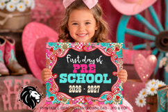 Cowgirl First day of Preschool School Sign JPG PDF Product Image 1