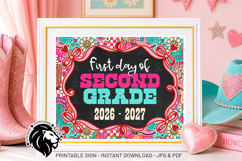 Cowgirl First day of Second Grade School Sign JPG PDF Product Image 3