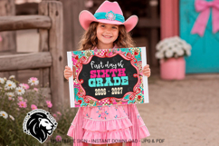 Cowgirl First day of Sixth Grade School Sign JPG PDF Product Image 1