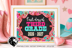 Cowgirl First day of Third Grade School Sign JPG PDF Product Image 1