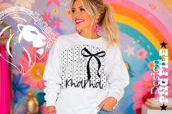 Coquette Polka Dots Football Mama Design PNG, Black White Product Image 1