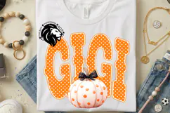 Fall Gigi, Pumpkin, Polka Dots, DTF Design, PNG Product Image 2