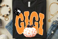 Fall Gigi, Pumpkin, Polka Dots, DTF Design, PNG Product Image 3