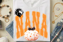 Fall Nana, Pumpkin, Polka Dots, DTF Design, PNG Product Image 2