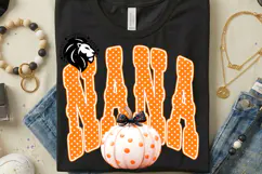 Fall Nana, Pumpkin, Polka Dots, DTF Design, PNG Product Image 3