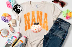 Fall Nana, Pumpkin, Polka Dots, DTF Design, PNG Product Image 1