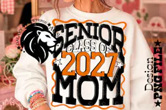 Senior Mom Class 2027, Orange Black, DTF Design PNG Product Image 2