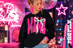 Hot Pink Coquette Polka Dots Mama, Mom, DTF Design, PNG Product Image 3
