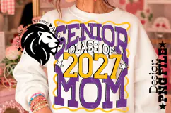 Senior Mom Class 2027, Purple Yellow Gold, DTF Design PNG Product Image 2