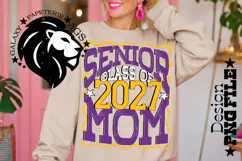 Senior Mom Class 2027, Purple Yellow Gold, DTF Design PNG Product Image 3
