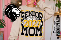 Senior Mom Class 2027, Yellow Black, DTF Design PNG Product Image 3