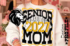 Senior Mom Class 2027, Yellow Black, DTF Design PNG Product Image 2