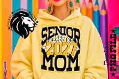 Senior Mom Class 2027, Yellow Black, DTF Design PNG Product Image 4