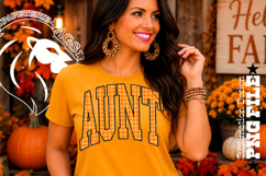 Fall Gingham Leopard Aunt, DTF Design, PNG Product Image 2
