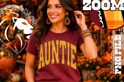 Fall Gingham Leopard Auntie, DTF Design, PNG Product Image 1