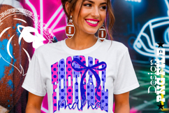 Coquette Polka Dots Football Mama Design PNG, Blue Pink Product Image 1