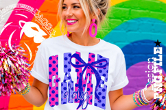 Any Sport Game Day Sublimation PNG, Polka Dots Blue Pink Product Image 4