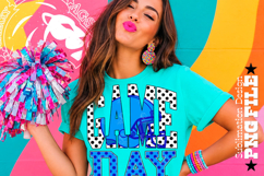 Blue Football Game Day Sublimation PNG, Polka Dots Product Image 2