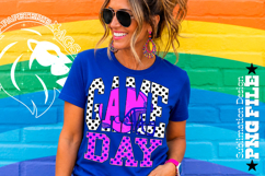 Blue Fuchsia Football Game Day Sublimation PNG, Polka Dots Product Image 3