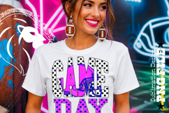 Blue Fuchsia Football Game Day Sublimation PNG, Polka Dots Product Image 4