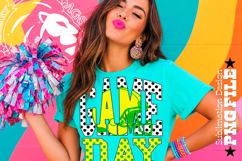 Yellow Green Football Game Day Sublimation PNG, Polka Dots Product Image 1