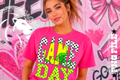 Yellow Green Football Game Day Sublimation PNG, Polka Dots Product Image 2