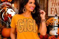 Fall Gingham Leopard Gigi, DTF Design, PNG Product Image 4