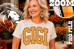 Fall Gingham Leopard Gigi, DTF Design, PNG Product Image 1