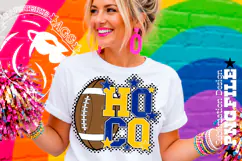 Hoco Football Sublimation PNG, Blue Yellow, Polka Dots Product Image 2
