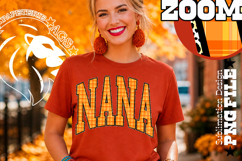 Fall Gingham Leopard Nana, DTF Design, PNG Product Image 1