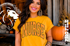 Fall Gingham Leopard Nurse, DTF Design, PNG Product Image 2