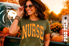Fall Gingham Leopard Nurse, DTF Design, PNG Product Image 3