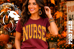 Fall Gingham Leopard Nurse, DTF Design, PNG Product Image 4