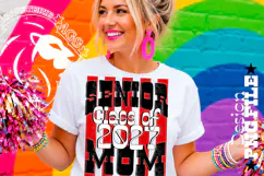 Striped Senior Mom Class 2027, Red, DTF Design PNG Product Image 2