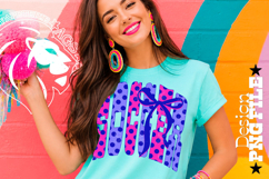 Coquette Polka Dots Soccer Design PNG, Blue Pink Product Image 2
