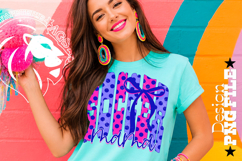Coquette Polka Dots Soccer Mama Design PNG, Blue Pink Product Image 4