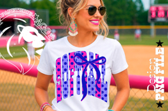 Coquette Polka Dots Softball Design PNG, Blue Pink Product Image 1