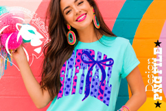 Coquette Polka Dots Softball Design PNG, Blue Pink Product Image 2