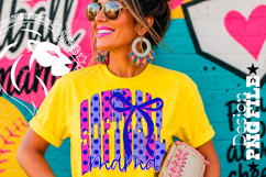Coquette Polka Dots Softball Mama Design PNG, Blue Pink Product Image 2