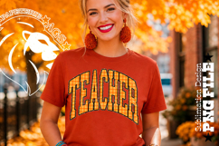 Fall Gingham Leopard Teacher, DTF Design, PNG Product Image 3