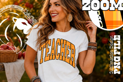 Fall Gingham Leopard Teacher, DTF Design, PNG Product Image 1