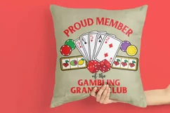gambling grandma sublimation design