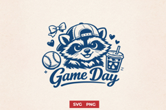 Game Day Raccoon SVG - Funny Baseball Mom PNG - Trash Panda Product Image 1