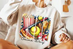 Softball Brushstroke PNG, Softball Coquette PNG, Game Day Product Image 1