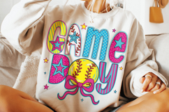 Softball Game Day PNG, Softball Mama PNG, Preppy Softball Product Image 1