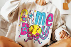 Softball Game Day PNG, Softball Mama PNG, Preppy Softball Product Image 1