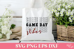 Game Day Vibes Stacked Football SVG Quote Product Image 2